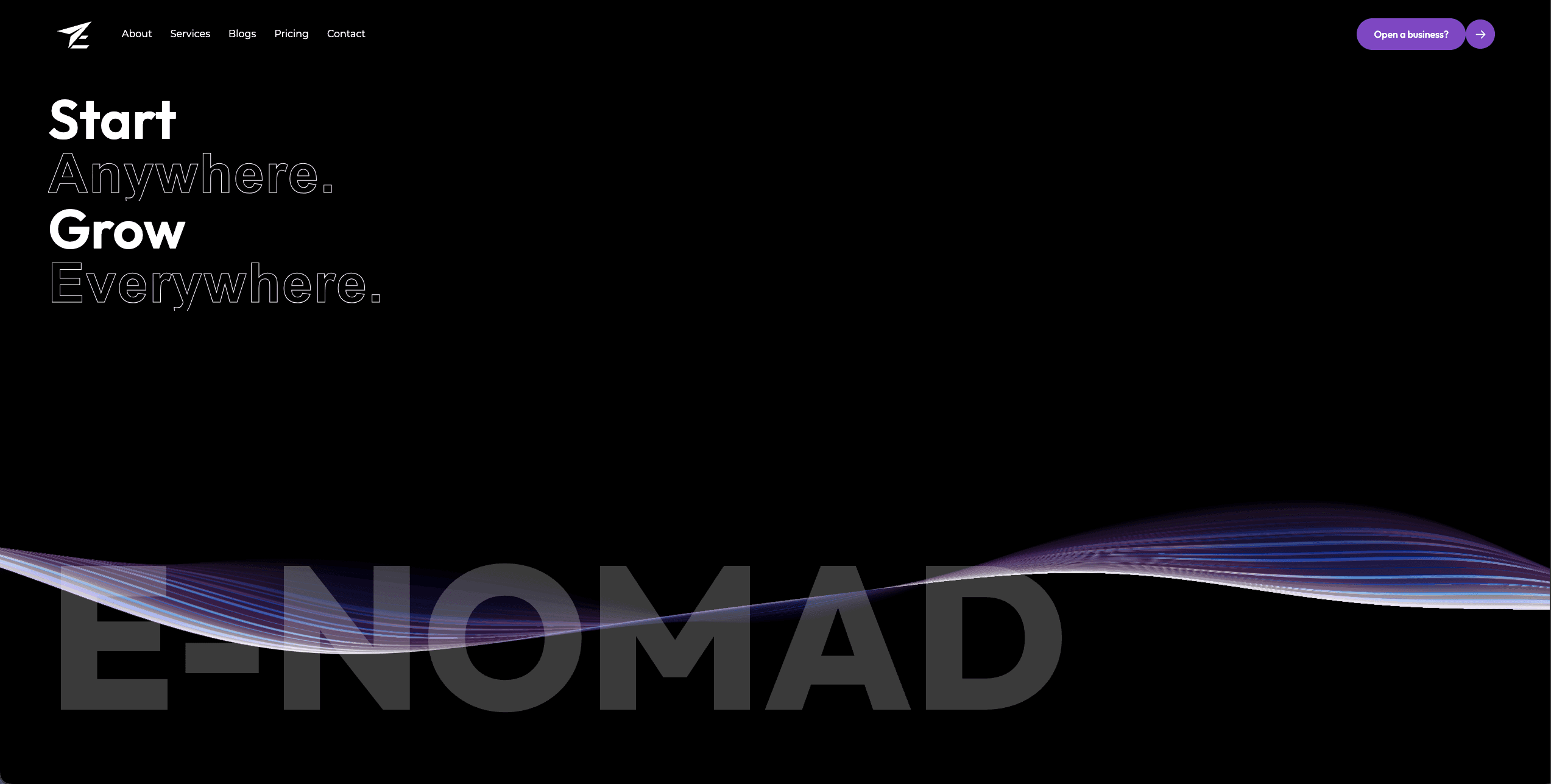 Screenshot of the Animated Landing website